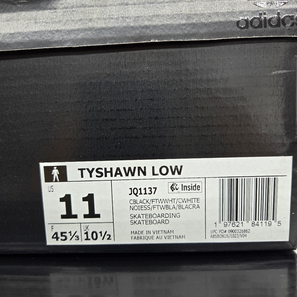 New adidas Tyshawn Low \'Core Black Cloud White\' JQ1137 Men\'s Shoes Size 11